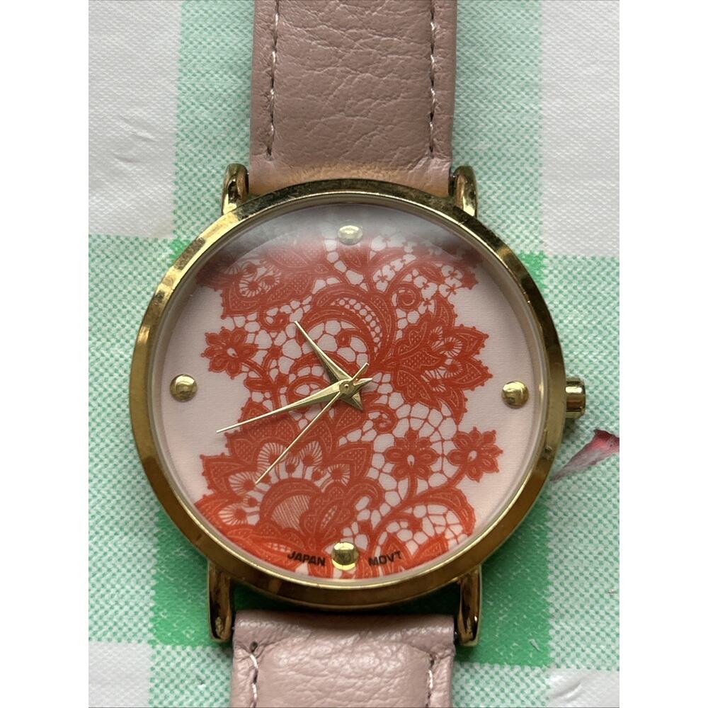 Rousseau Gold Tone Floral Dial Women’s Quartz Watch